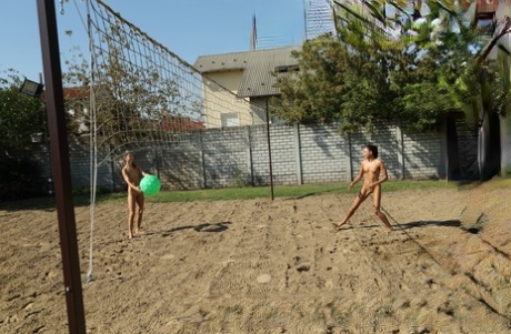 Slender Teen Gina Gerson & Her Bestie Toy Each Other After Playing Volleyball