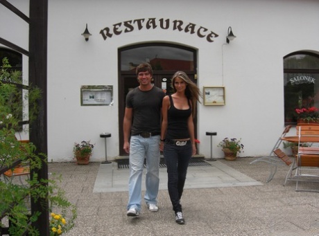 The Czech girlfriend, Nessa Devil, engages in public sexual activity with her man while wearing big tits.