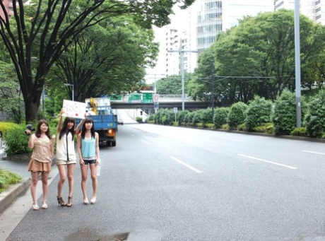 3 young Japanese boys get into a van and give an Asian penis as well.