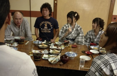 Asian girl Asakura Kotomi enjoys wild groupsex with her BF's kinky family