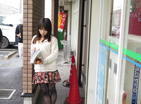 A random man is given a blowjob by Japanese babe Mikoto Mochida, who gives him a blowjob in public.