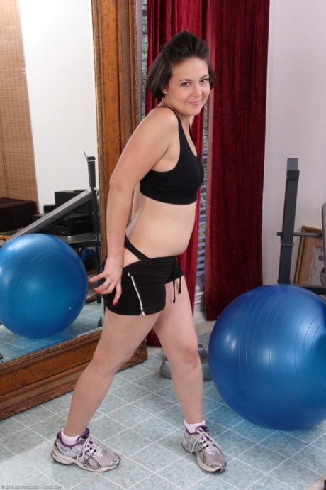 During her workout routine, Carlita Johnson strips and fingers herself with the help of an adorable amateur MILF.