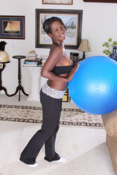 Hot Ebony Sayanna Monroe Displays Her Big Hanging Tits & Her Tasty Black Pussy