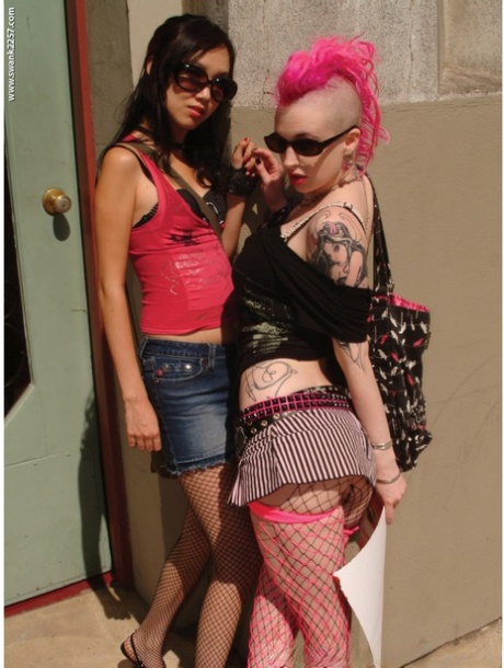 Angry: Kinky lesbians Mandy Morbid and Lystra Faith taunting and playing with each other.