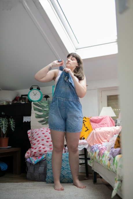 Small titted teen Kelsy gets spied on while dressing in a denim outfit