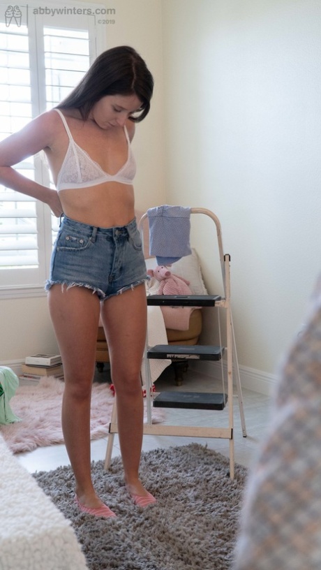 Small teased maiden name Teagan donning denim shorts and a cute shirt.