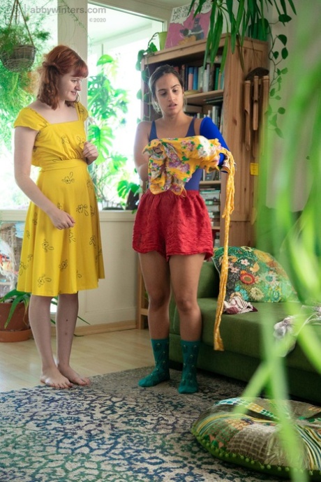 During their dressing, MILF Luciana and Maddie, who are both lesbians, display their tits.