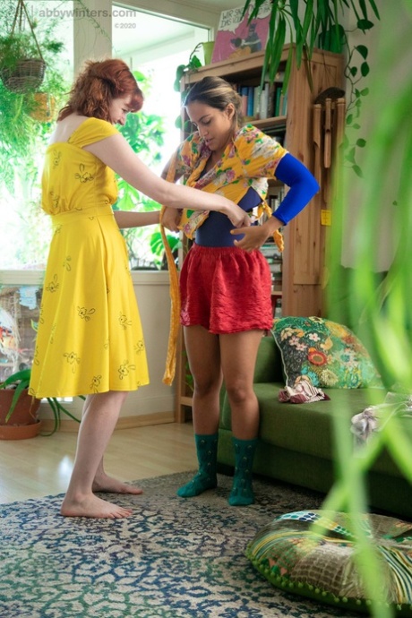 As they are wearing their clothes, MILF Luciana and Maddie reveal the tits of their bodies.