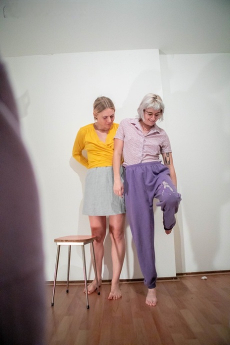 The curvy bodies of Elin and Maely dress up and share a romantic moment with their lips, complete with a French kiss.