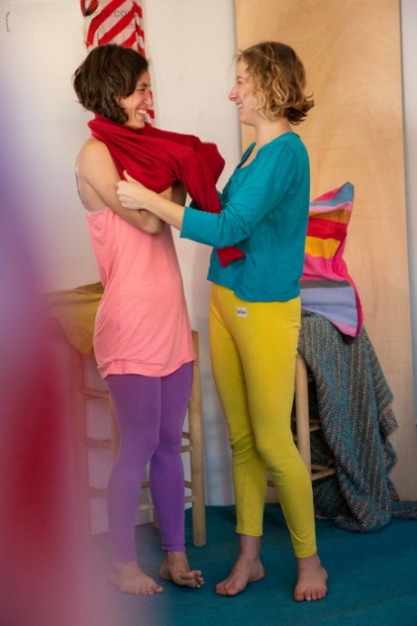 Young friends Manon and Paulina get spied on while dressing each other