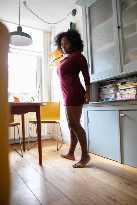 Afro-American Teen Sascha Caught Showing Her Curves While Changing