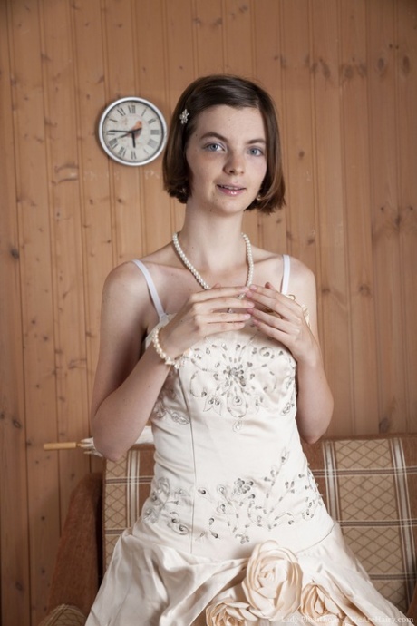 Hot Lady Phanthom Strips Her Vintage Dress & Lingerie To Spread Her Fuzzy Muff