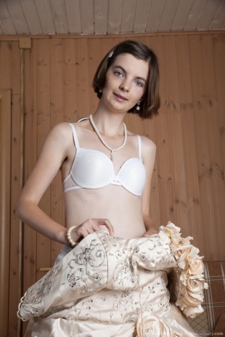 Hot Lady Phanthom Strips Her Vintage Dress & Lingerie To Spread Her Fuzzy Muff