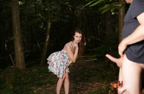 In a daring move, Brook Logan, the brunette girl, removes her topless countenance and goes for a voyeuristic look in wooded areas.