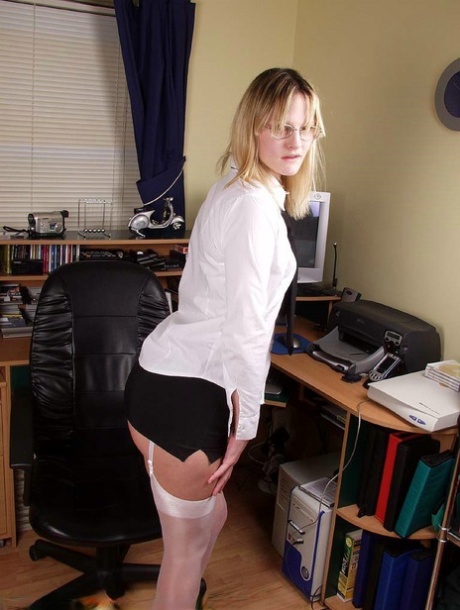 Adorable Secretary Jodie Strips Her White Lingerie & Flaunts Her Butt At Work