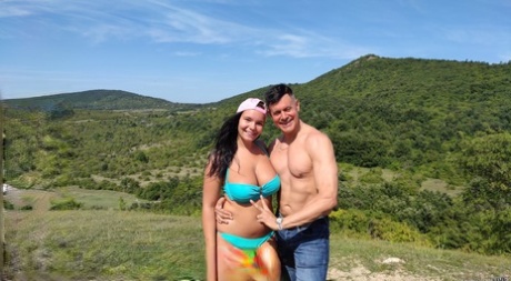 In her stunning natural tits, young Czech girl Sofia Lee flaunches herself in the open air.
