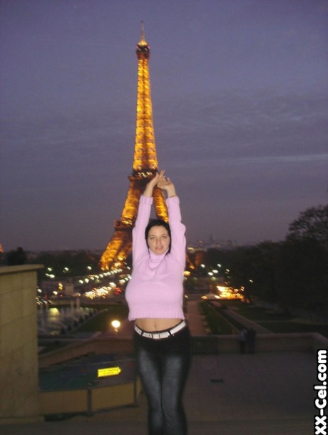 Joana, the amateur globetrotter, exhibiting her prominent features in public while in Paris.
