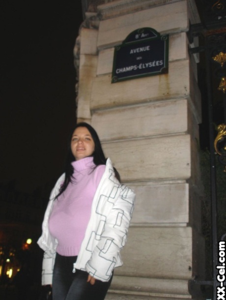 While in Paris, the amateur globetrotter named Joana displays her big tits in public.