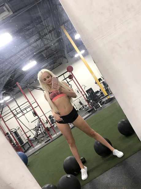Adorable Teen Elsa Jean Gets Her Small Twat Filled With Big Knob In The Gym