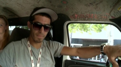 Sexy blonde Abbie Anderson enjoys a rod before having sexual intercourse in a van.
