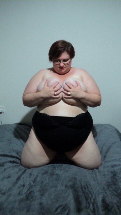 BBW Amateur LaLa Delilah In Black Lingerie Showing Off Her Large Saggy Breasts