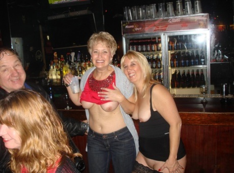 Short Haired Granny Double Dee And Her Friends Show Their Tits And Twats