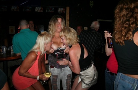 Mature Wife Double Dee & Her Naughty GFs Showing Their Titties In A Club