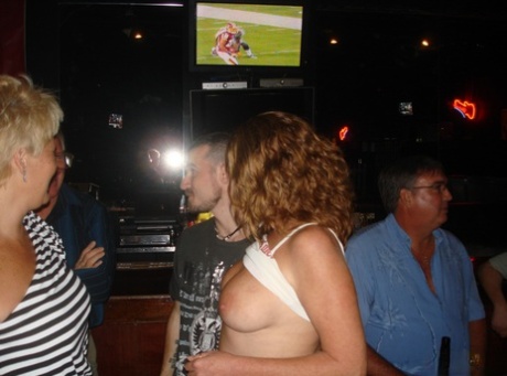 Mature Amateur Double Dee & Her Slutty Friends Showing Their Titties At A Club
