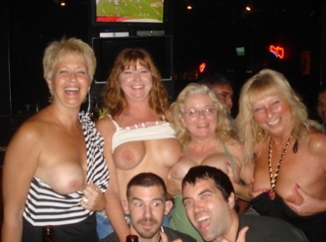 Mature Amateur Double Dee & Her Slutty Friends Showing Their Titties At A Club