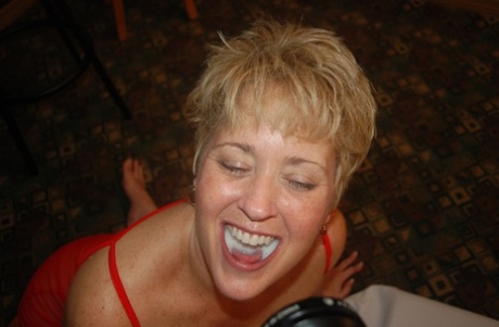 During sexual activity, Tracy Lick pulls on an all-black vagina and performs oral sex on the back of a silken blouse.