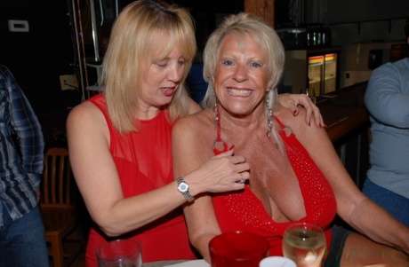 Blonde Matures With Grand Boobs Unveil Their Twats And Pose Together