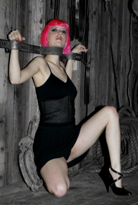 The master of the pink-haired slaves, Cherry Torn and Amber Rayne respectively, torments them.