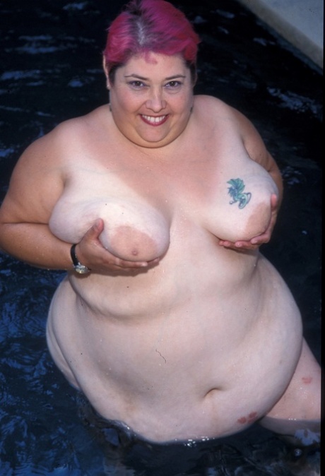 Cool: BBW Cadence Harden stripping and then posing with his buttocks off by the pool, captured in photos.