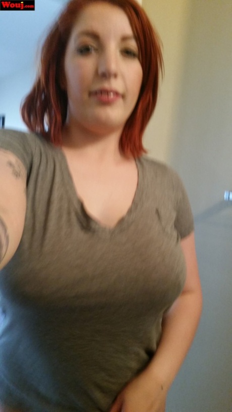 Taking selfies with her juicy TITs and red-haired, full-figured redhead WouJ.