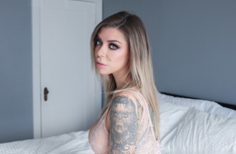 Tattooed MILF With Grand Boobs Karma RX Rides A Fat Hard Cock On A Bed