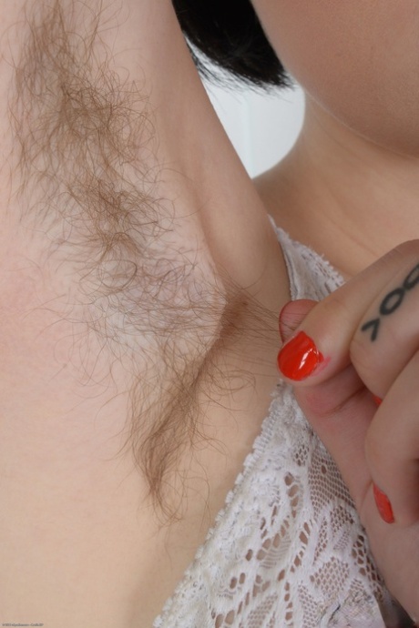 Petite Teen With Black Hair Matilda Bow Exposes Her Hairy Armpits And Twat