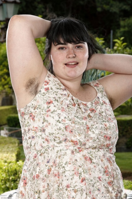 She exhibits her bushy cuntigraphy while wearing a stripe of Cece Lachey and flaunting her hairy armpits.