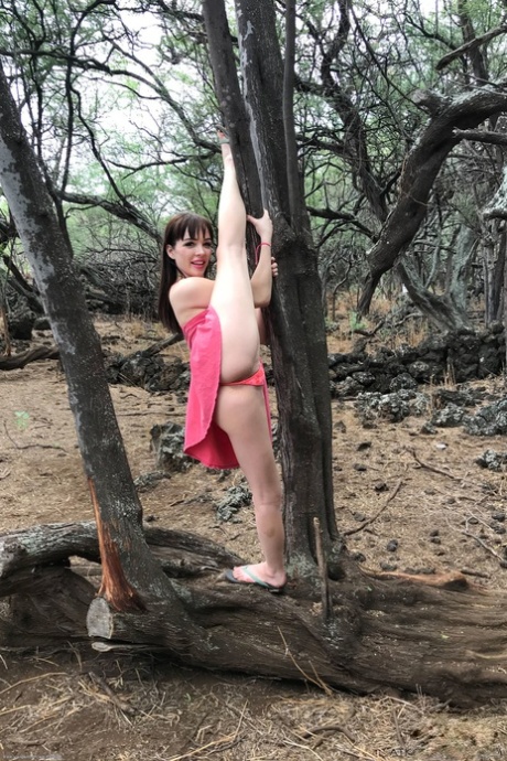 Petite American Aliya Brynn Poses Naked On Her Towel On A Sandy Beach