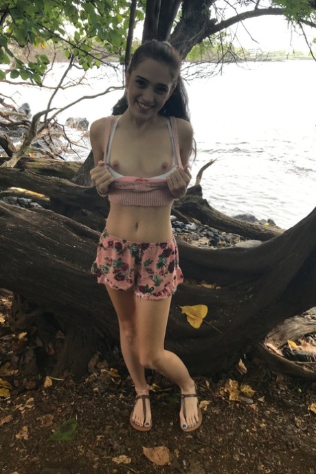 Latina Babe Brooke Haze Strips Outdoors & Shows Her Hairy Pussy & Tiny Tits