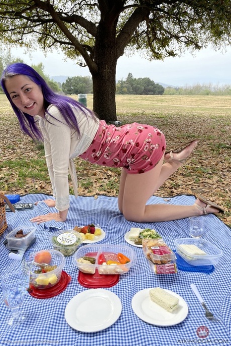 Lily Adams demonstrates her round legs and succulent penises up close.