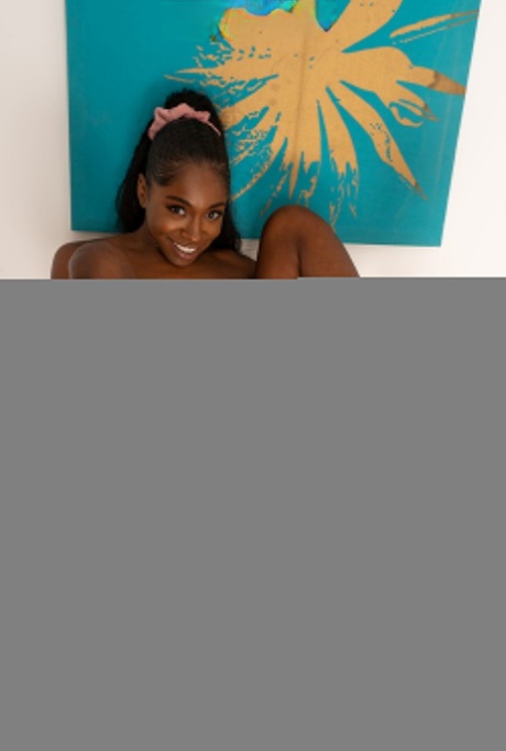 Ponytailed Ebony Teen Anne Amari Spreading Her Exotic Pussy Up Close