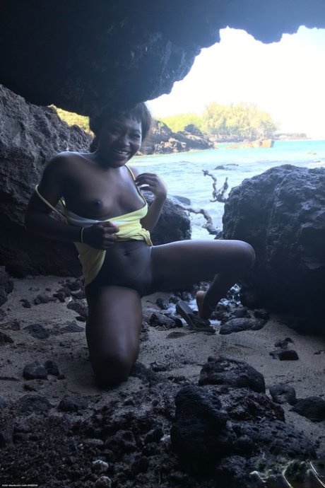 Little Afro-American Teen Noemie Bilas Shows Her Tits & Choco Holes In A Solo