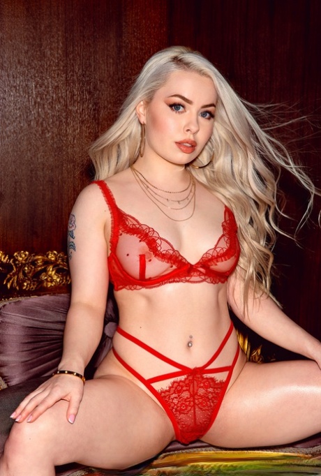 Platinum Blonde Babe Haley Spades Poses In Her Lingerie Before Getting Blacked