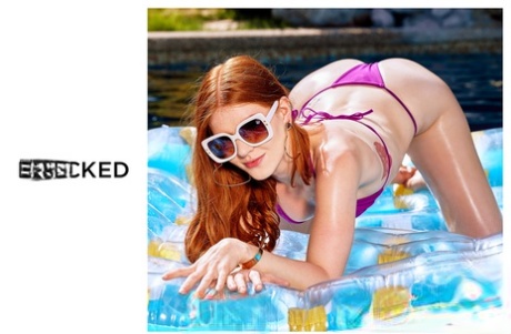 Ginger Teen Jane Rogers Gives Fellatio Before Riding A BBC Anally Poolside