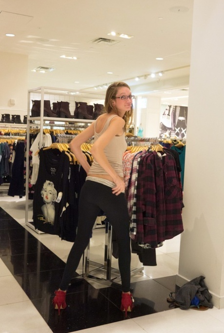 Slender Girlfriend Reese Berkman Flashes Her Ass In The Clothing Store