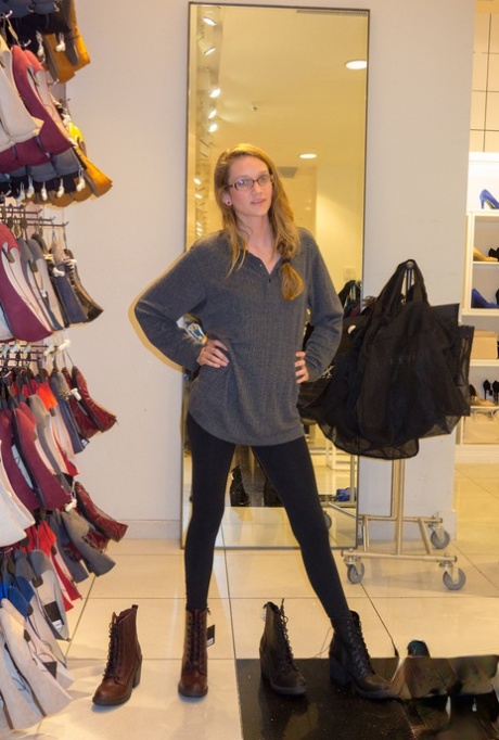Slender Girlfriend Reese Berkman Flashes Her Ass In The Clothing Store