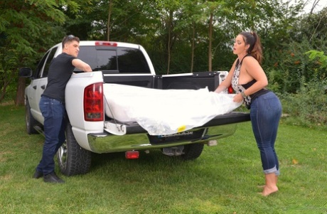 Busty Brunette Alison Tyler Has Hot Sex With BF On The Back Of A Pickup Truck