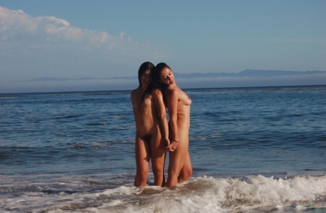 Hairy Amateur Girls Posing Naked And Playing On The Sandy Beach