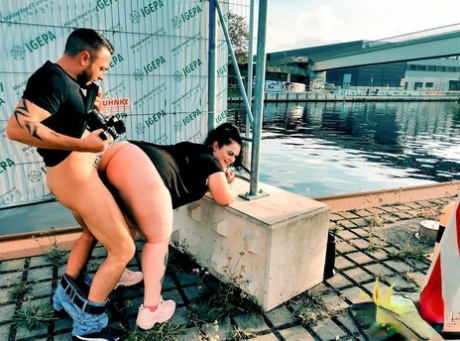 Exquisite BBW Anastasia Xxxx being subjected to an ordeal outdoors while being rubbed and bitten in the mouth.