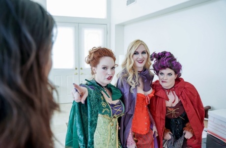 Witchy MILF Beauties Have A With A Male Slave In A Hocus Pocus Parody Foursome